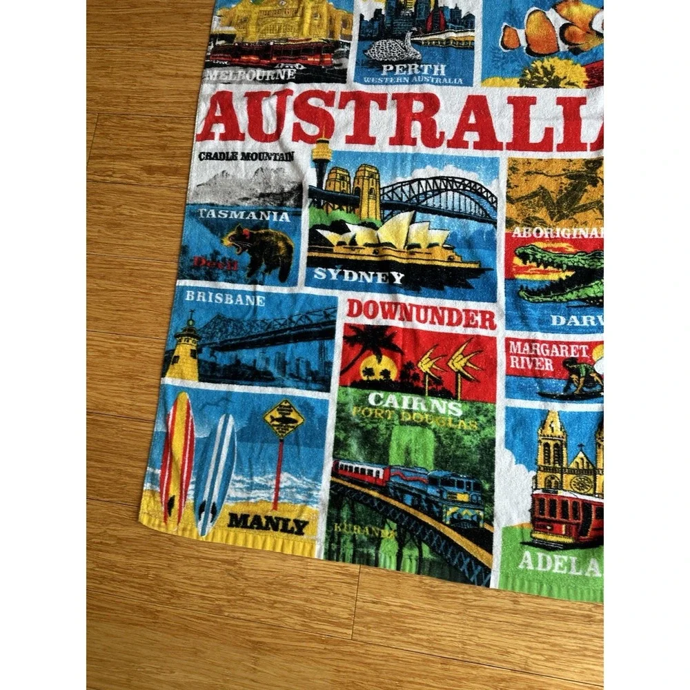 Vintage Joey RooAustralian Souvenier Beach Towel Australian Map Collage Retro